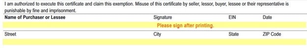 Name of Purchaser or Lessee section