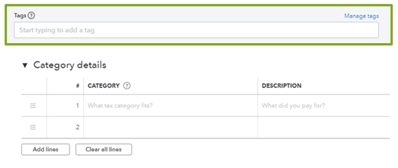 quickbooks online tag feauture