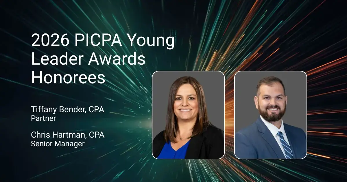 Tiffany Bender & Chris Hartman Earn 2026 PICPA Young Leader Awards Honors