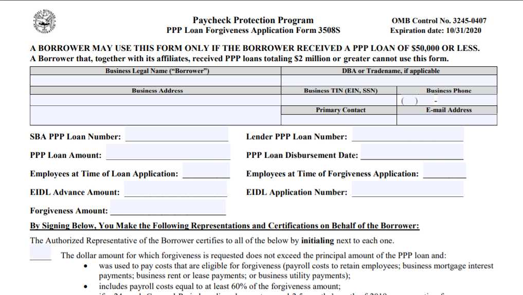 A Simpler PPP Forgiveness Application for Loans of $50,000 or Less